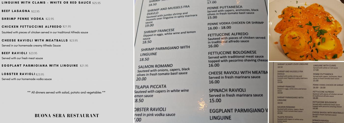 Buona Sera Ristorante Menu