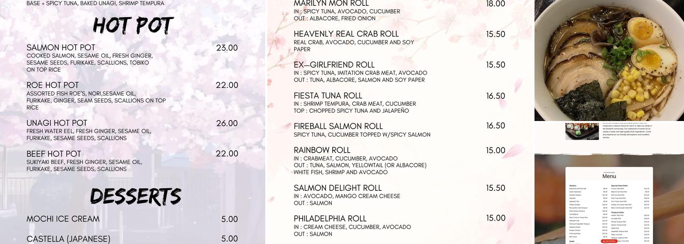 Tatsu Sushi Japanese Cuisine Menu