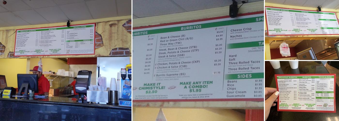 Burrito Express Menu