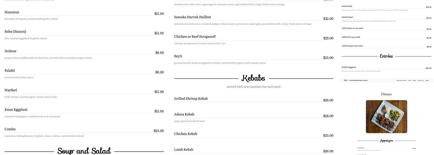 Bursa Menu