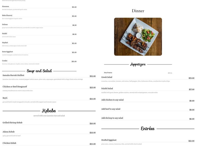 Bursa Menu