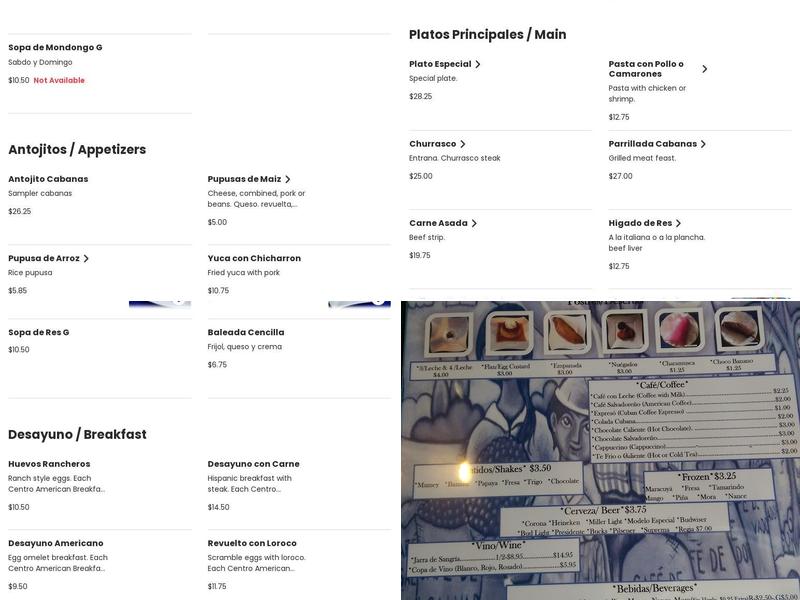 Cabañas #2 Menu