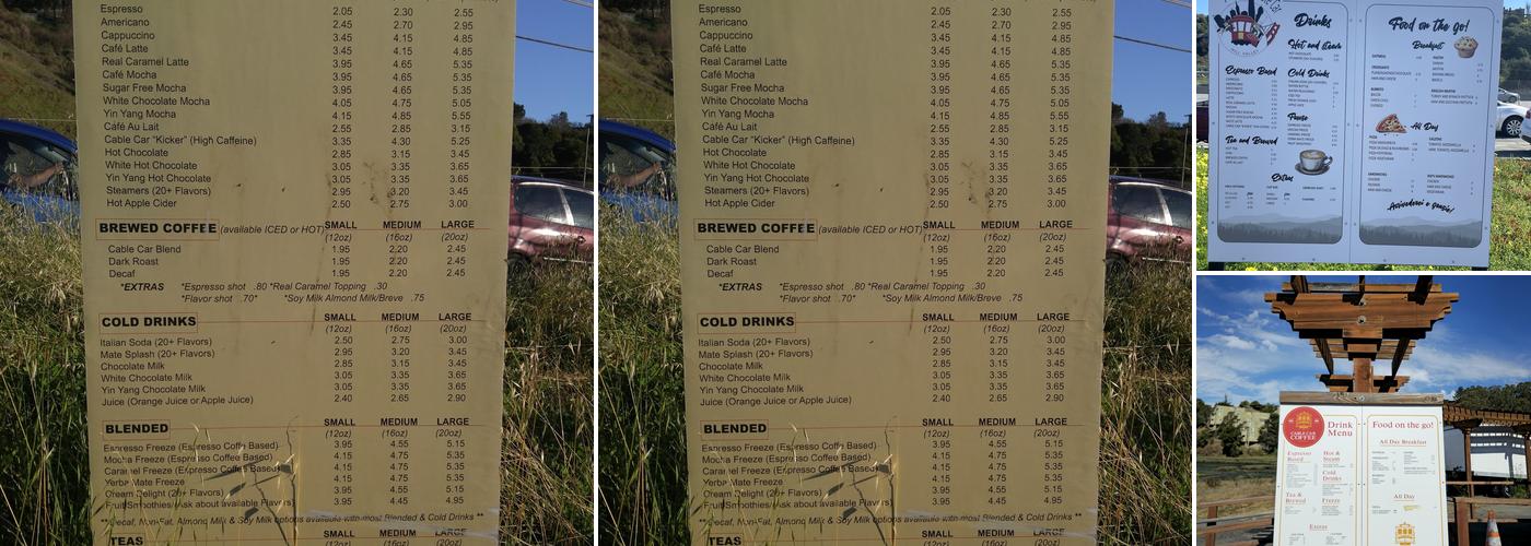 Cable Car Coffee Menu