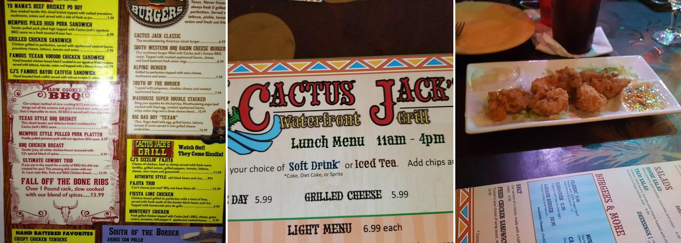 Cactus Jack's Waterfront Grill Menu