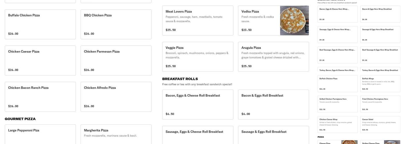 Cafe 58 Pizzeria & grill Menu
