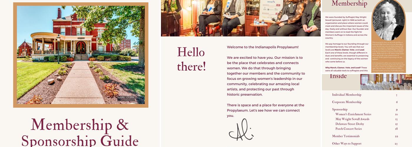 The Indianapolis Propylaeum Menu