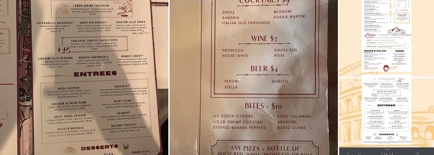 Cafe Bionda Menu