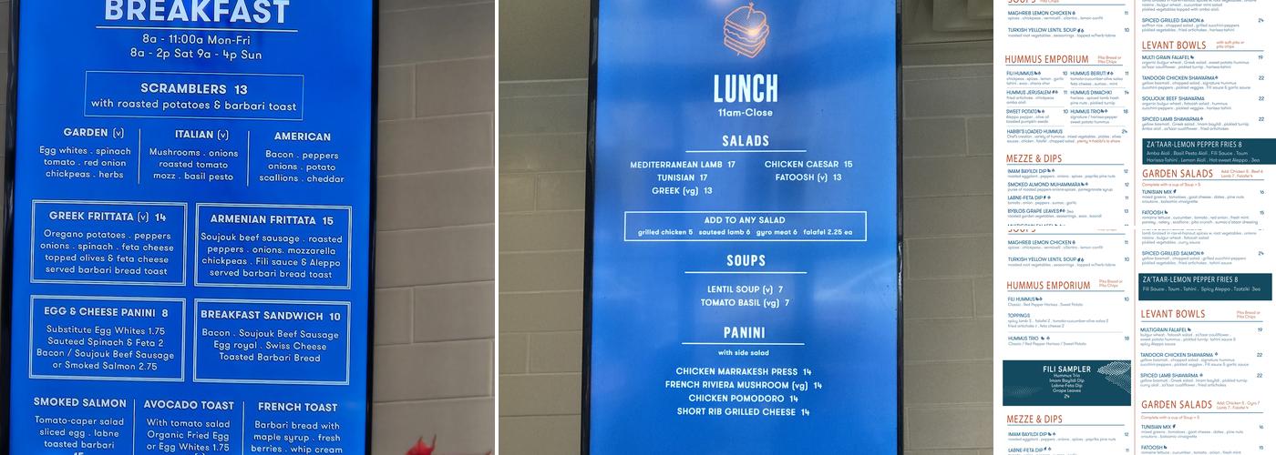 Cafe Fili Menu
