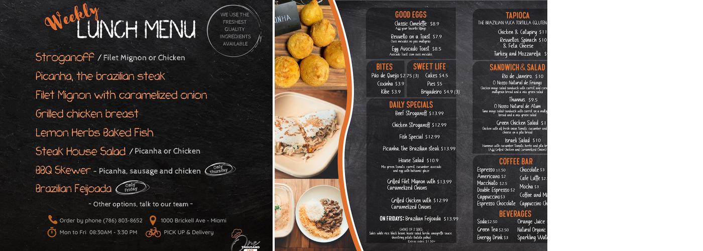 One Thousand Cafe Menu