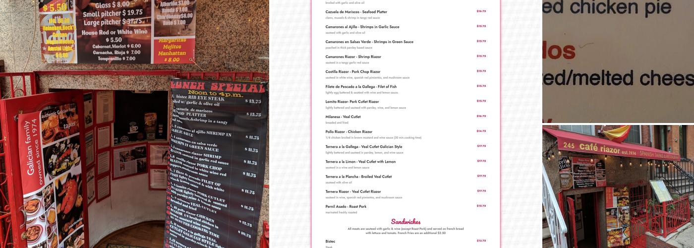 Café Riazor Menu