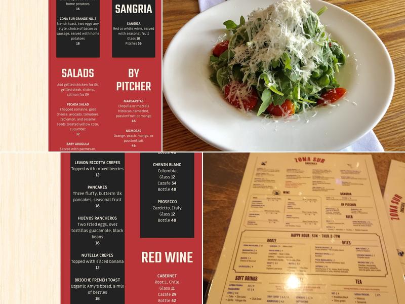 Zona Sur Bar Bistro Menu