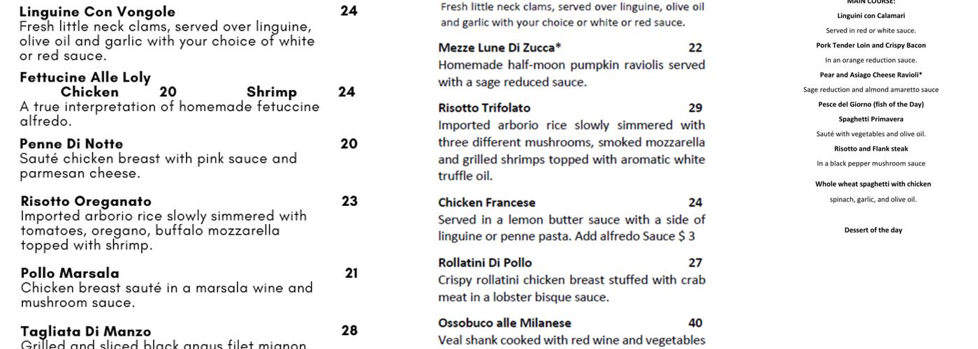 Caffe Di Notte Menu