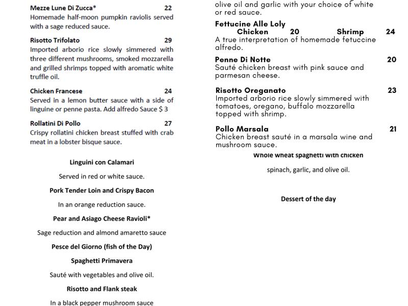 Caffe Di Notte Menu