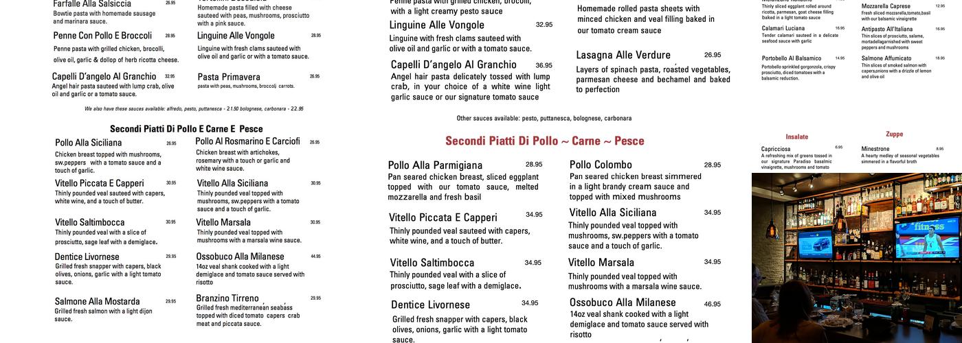 Caffé Paradiso Menu