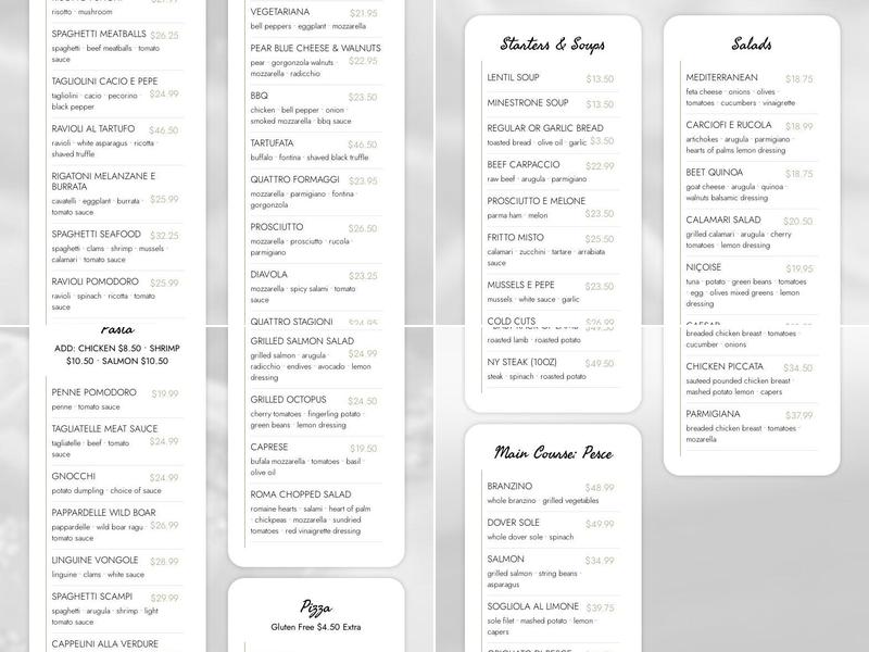 Caffe Roma Menu