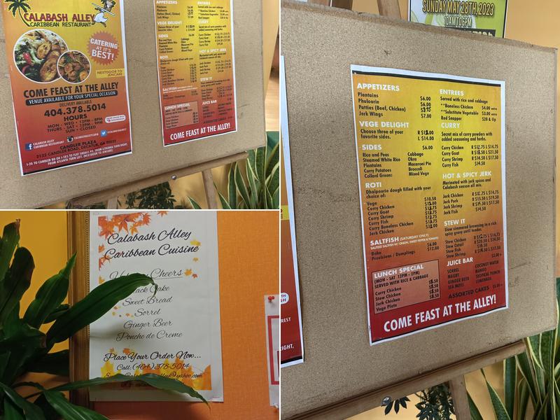 Calabash Alley Caribbean Restaurant Menu