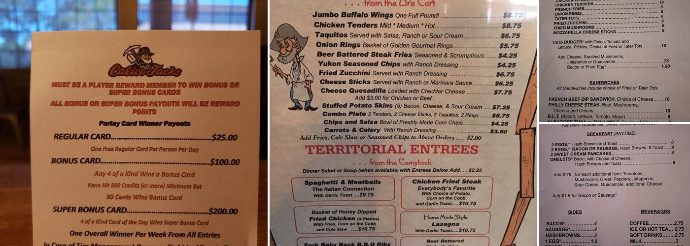 Calico Jack's Saloon Menu