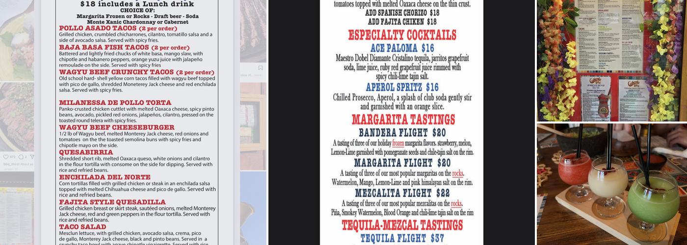 Caliente Cab Co. Menu