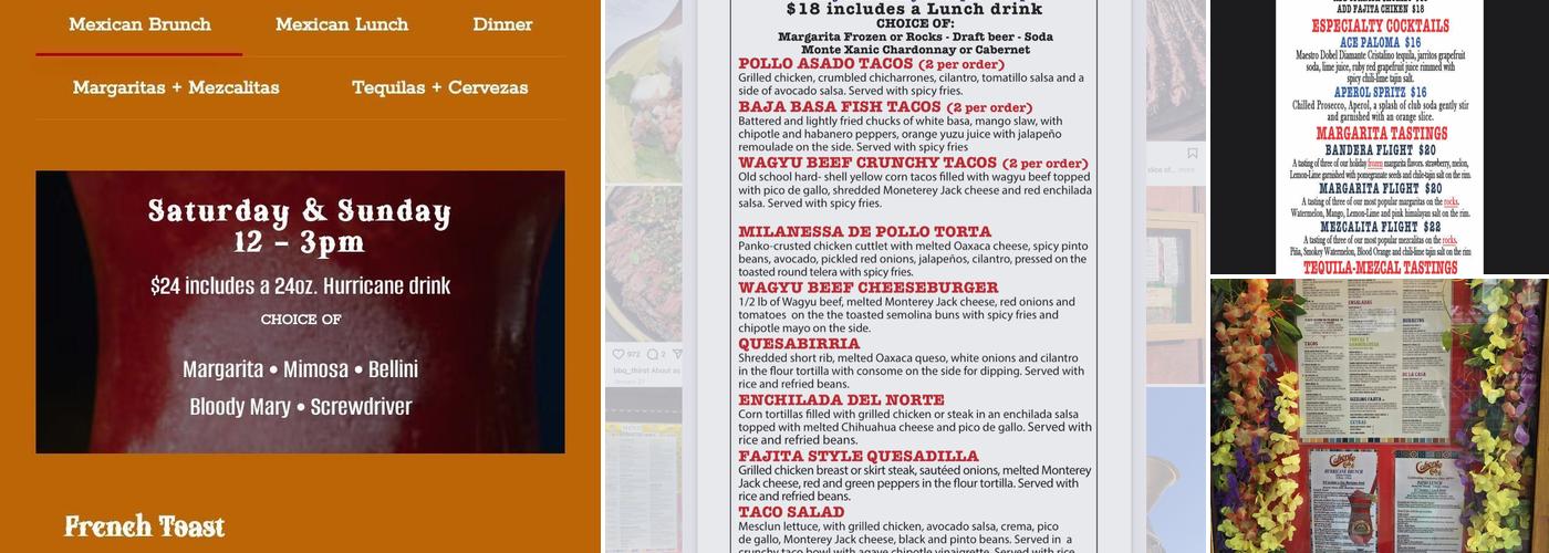 Caliente Cab Co. Menu