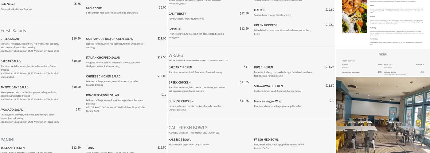 California Fresh Menu