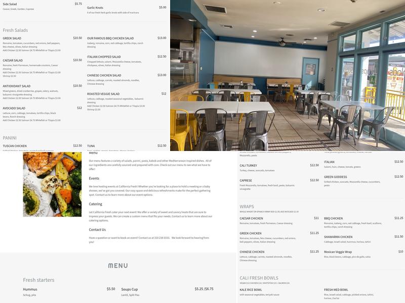 California Fresh Menu