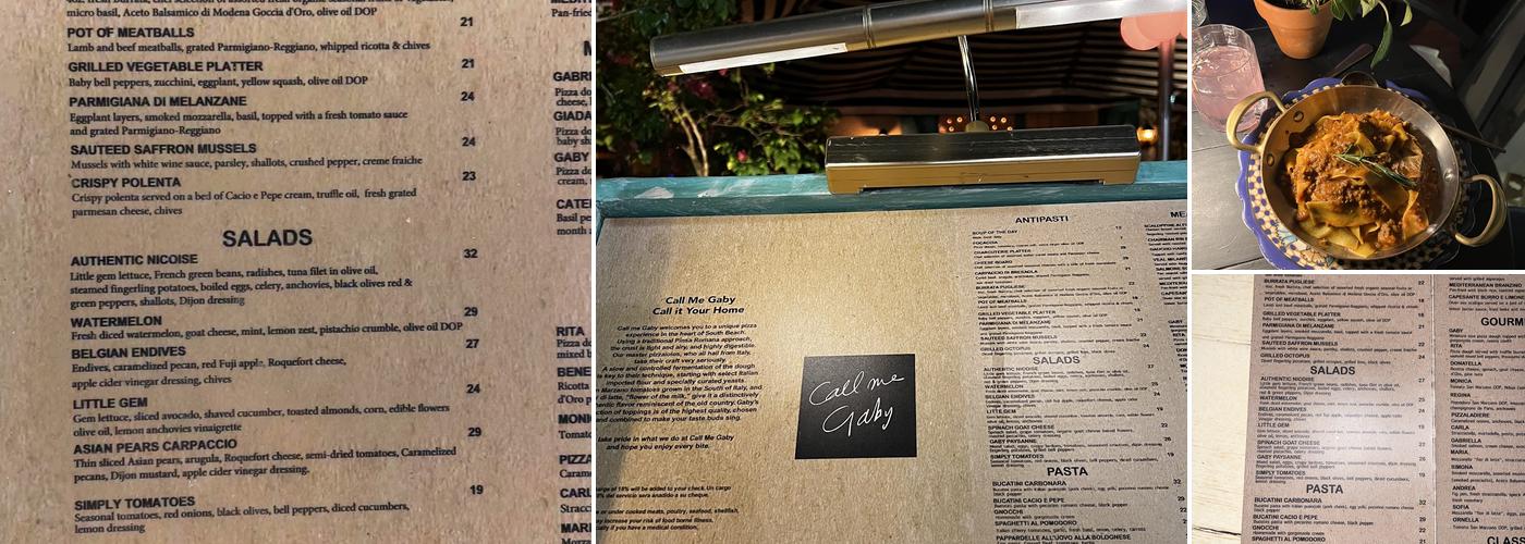 Call Me Gaby Menu