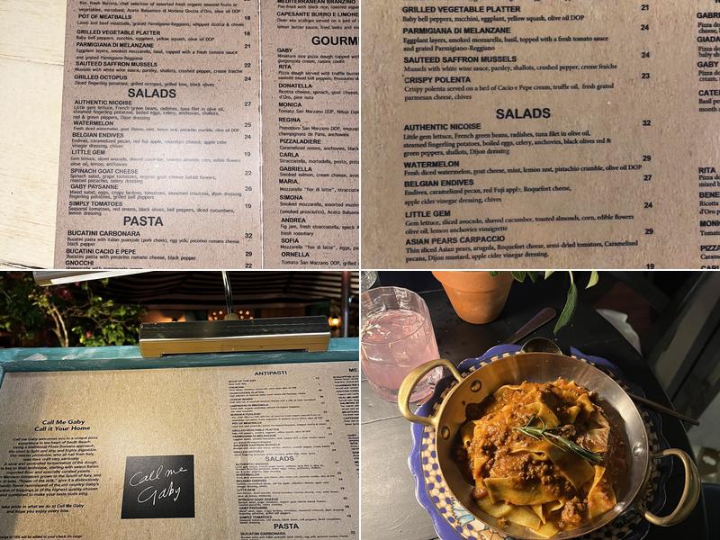 Call Me Gaby Menu