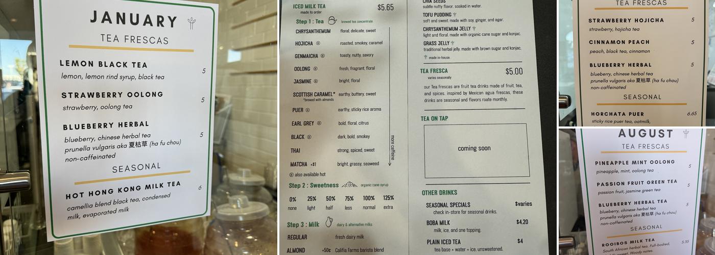 Camellia Rd Tea Bar Menu