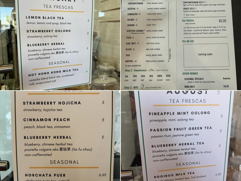 Camellia Rd Tea Bar Menu