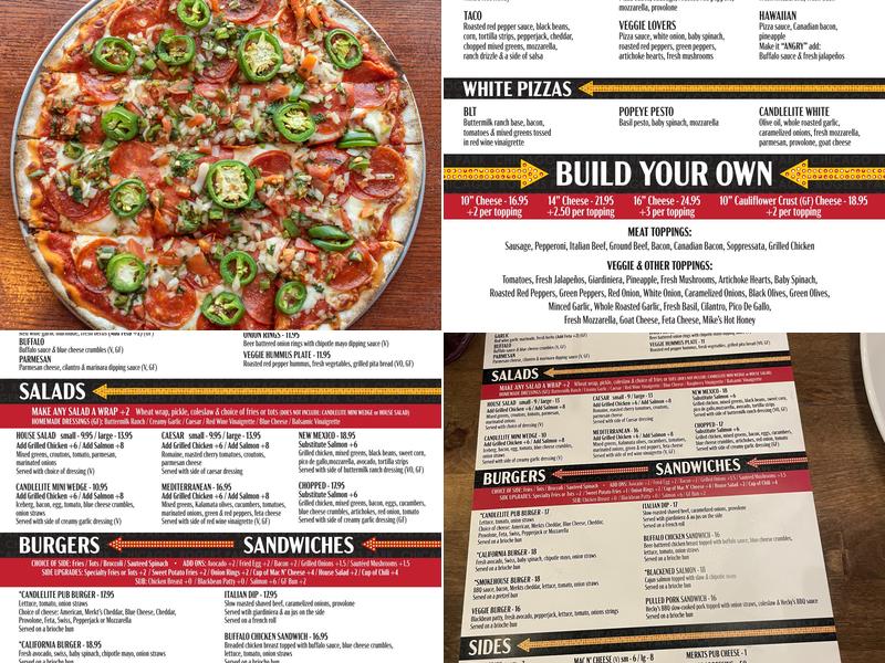 Candlelite Chicago Menu