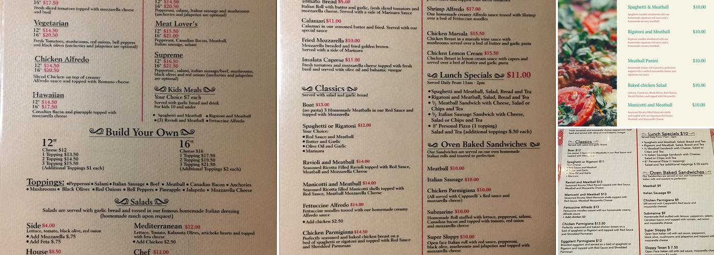 Cappalletti’s Menu