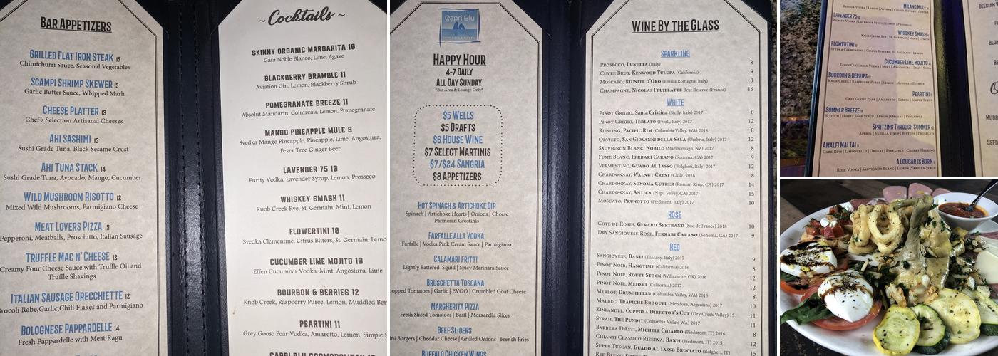 Capri Blu Menu