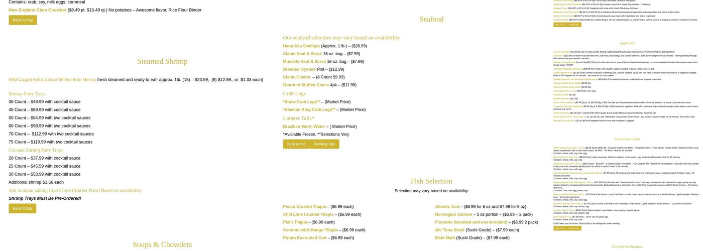 Capt'n Chucky's Crab Cake Co. Menu