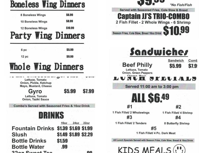 JJ. Chicken Menu