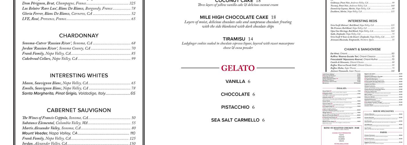 Carmine's Menu