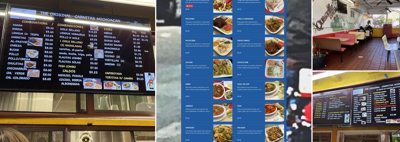 The Original Carnitas Michoacan Menu