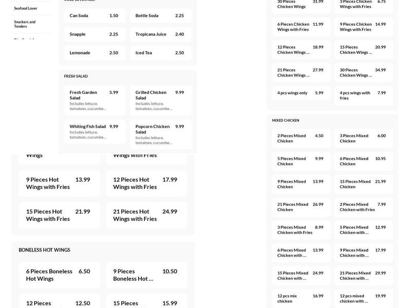 Crown Fried Chicken Menu
