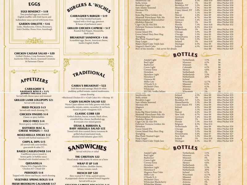 Carragher's Menu