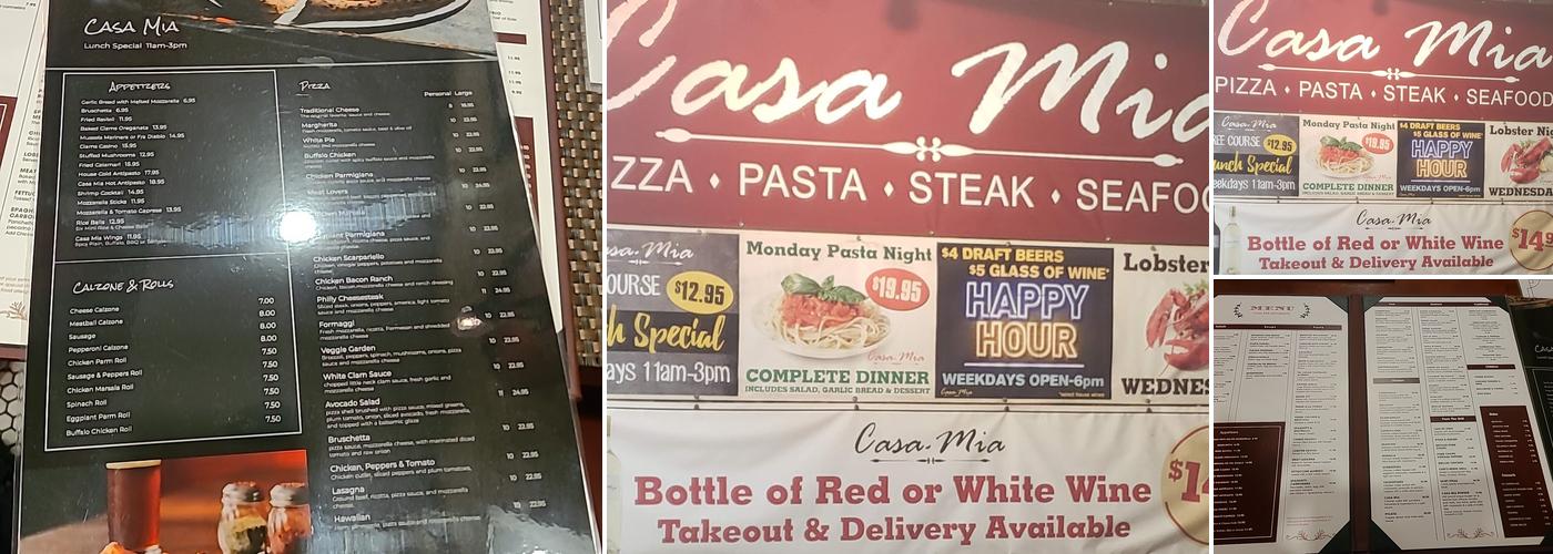 Casa Mia Menu