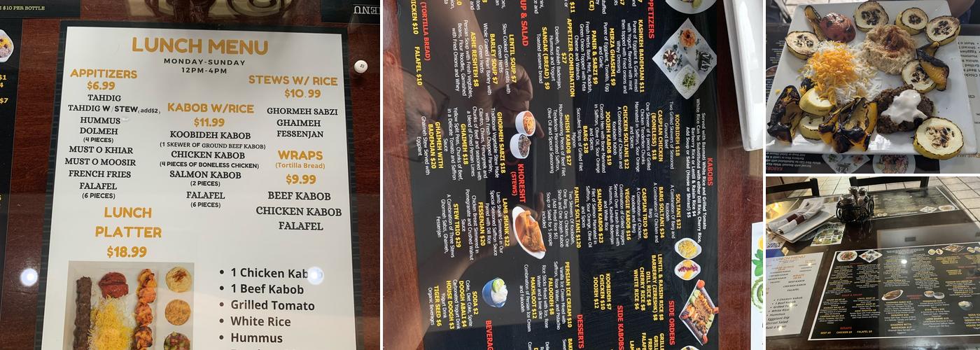 Caspian Persian Grill Menu