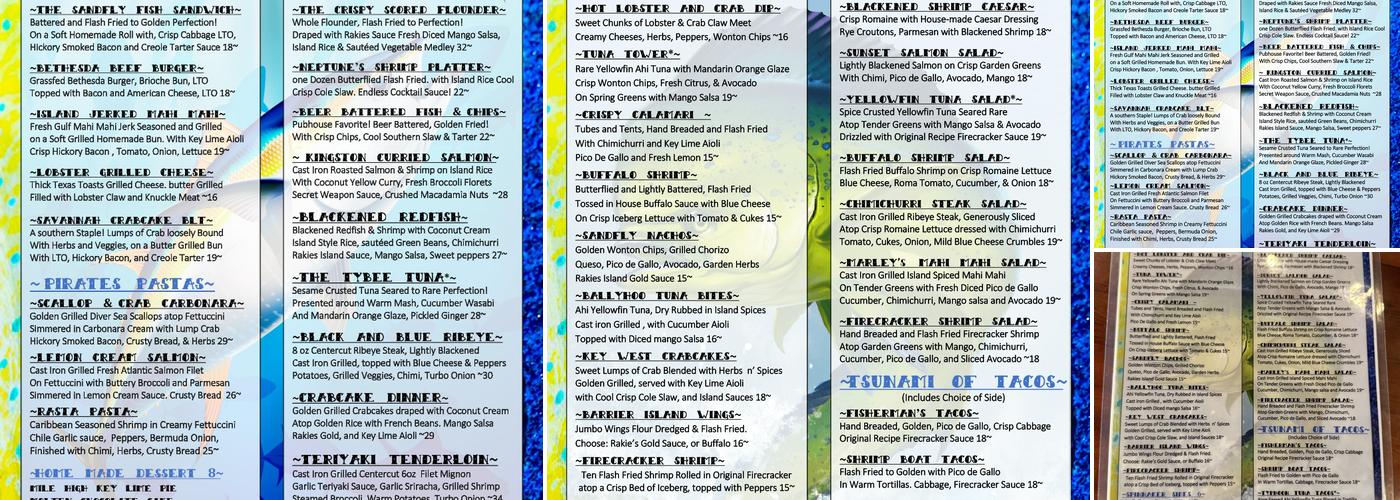 Castaways Menu