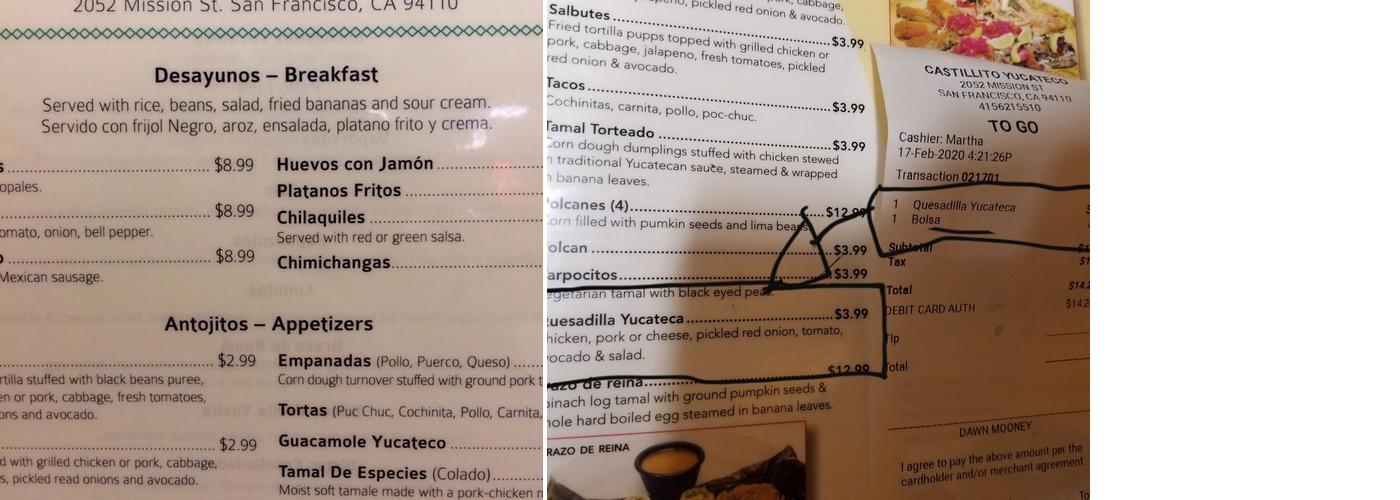 Castillito Yucateco Menu