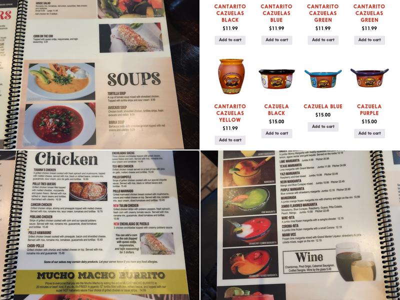 Cazuelas Mexican Restaurant & Cantina Menu