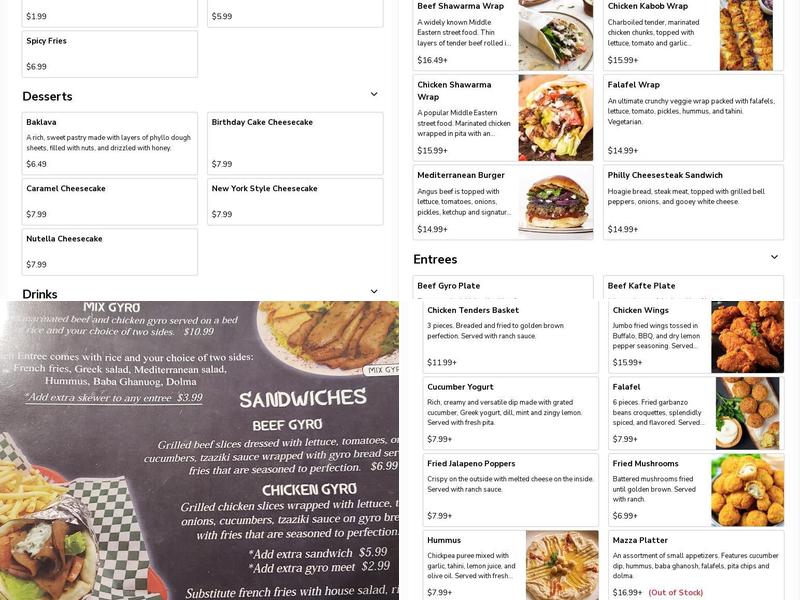 Cedar Mediterranean Grill Menu