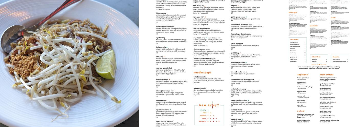 Celadon Thai Kitchen Menu