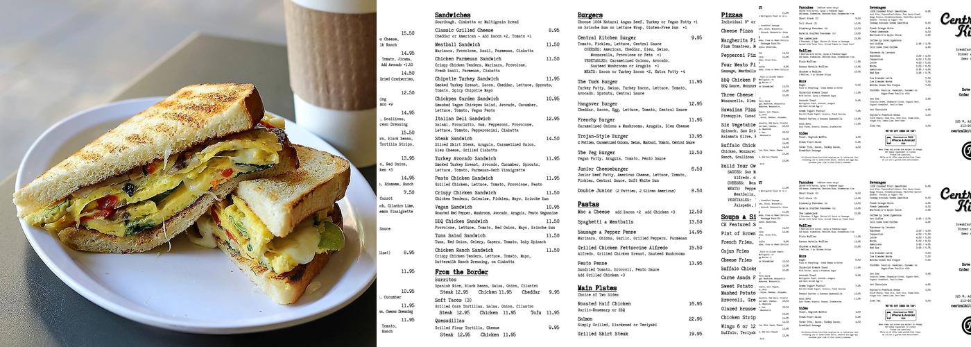 Central Kitchen at The Lorenzo Menu