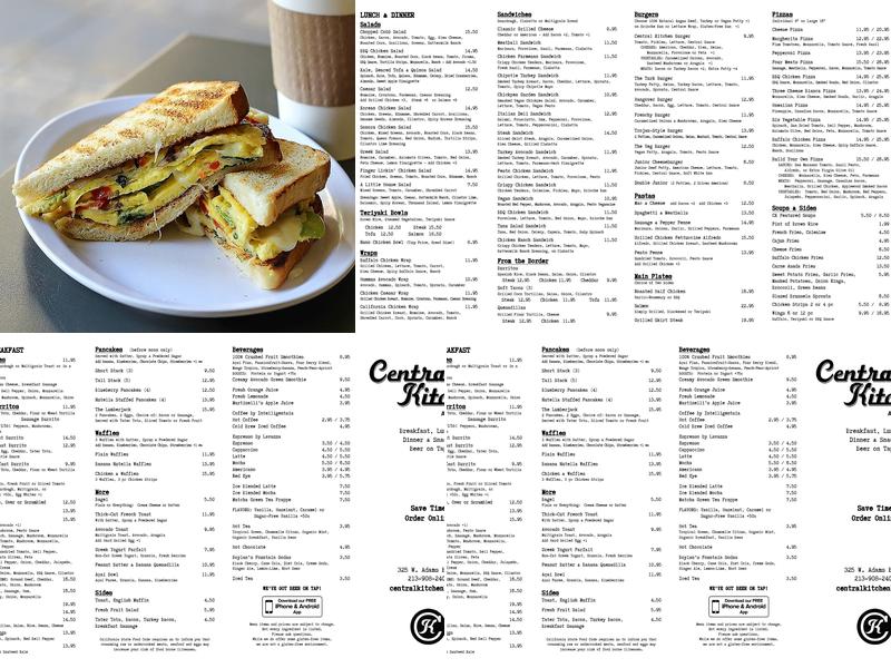 Central Kitchen at The Lorenzo Menu