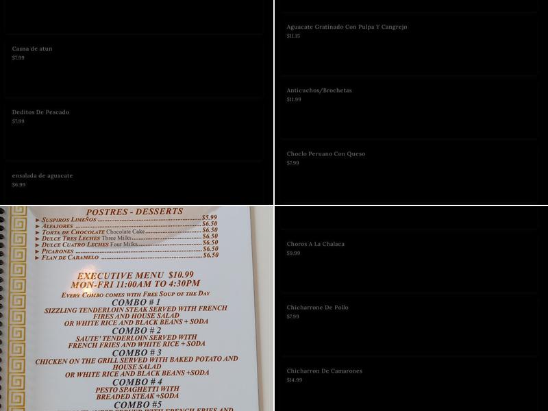 Ceviche Inca Menu