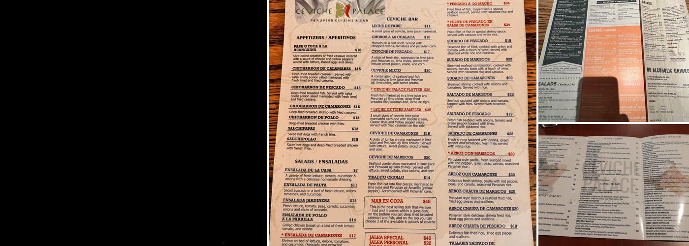 Ceviche Palace Menu
