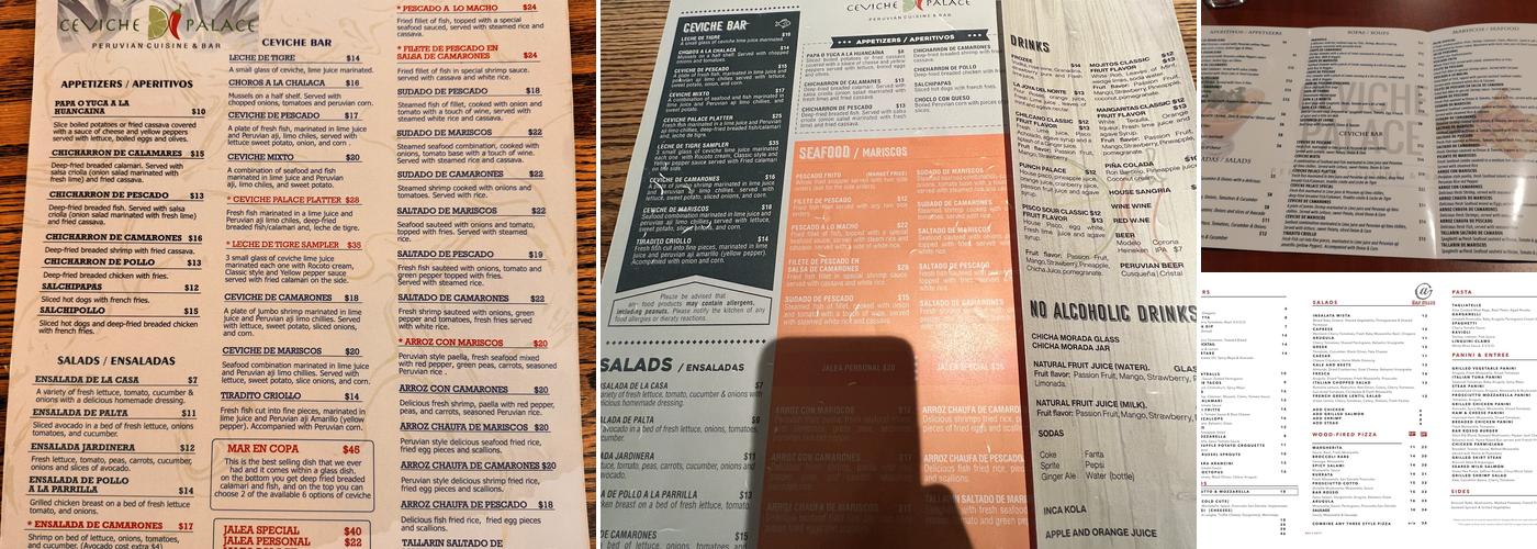 Ceviche Palace Menu